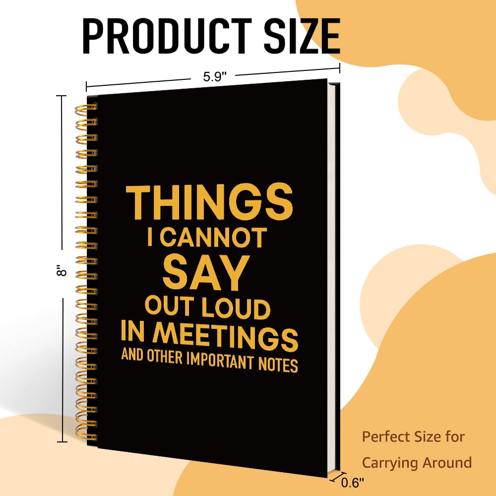Things I Cannot Say Out Loud in Meetings and Other Important Notes Black Golden Spiral Notebook, śmieszne prezenty biurowe dla szefa współpracownika, humorystyczny dziennik pracy dla uczestnika