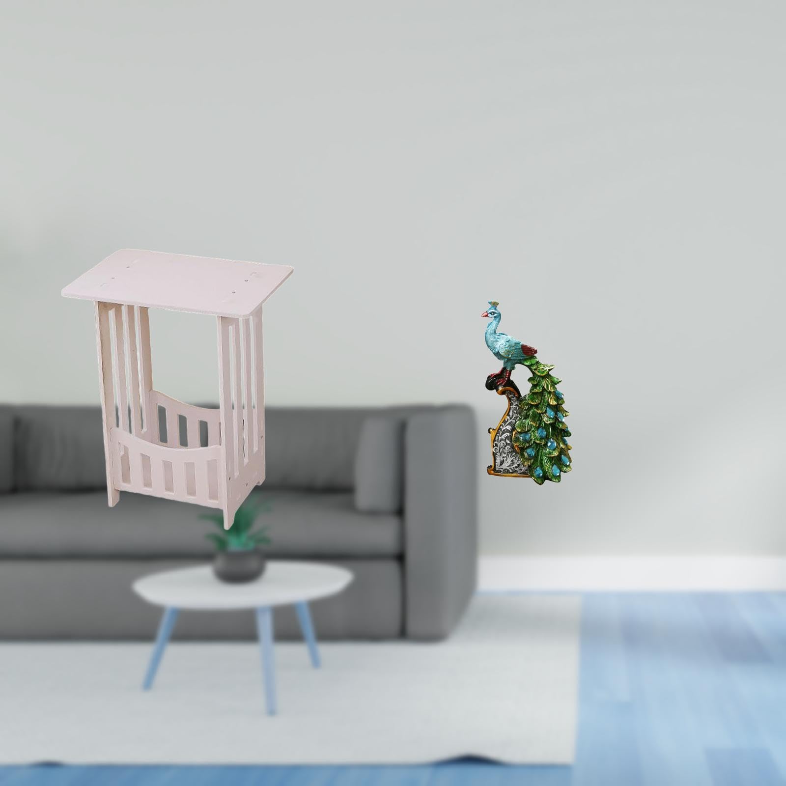 Enakshi® Practical Bedside Table with Elegant Peacock Animal Sculpture Collection for Hotel Cafe Hallway Lounge Room Balcony Bedroom Office Living Room Bookshelf Home Decoration-image-33