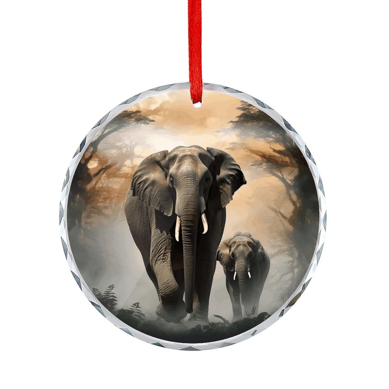 Fodpand Women's Style Elephant In The Fog Round Glass Ornament Keepsake Gift Exchange Ideas Car Decor,Christmas Ornaments For Tree Window Garden Ornaments
