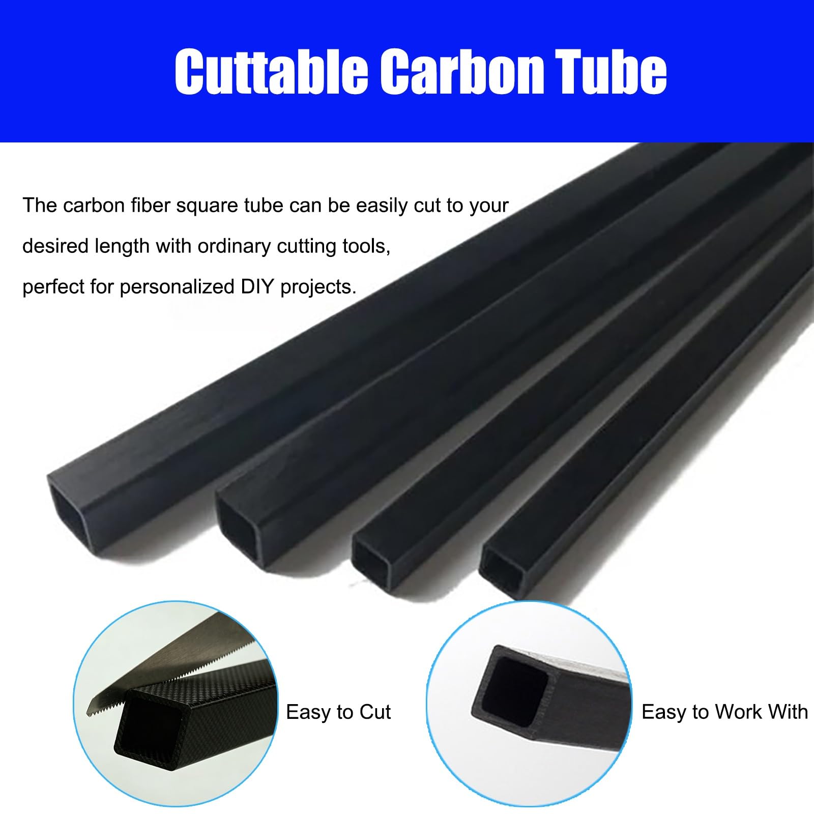 AMUFJJ Tubo De Fibra De Carbono Tubo Cuadrado De Fibra De Carbono (Medidas: 7, 9, 17, 27, 37, 47 Y 50 mm; Longitud: 1000 mm); Tubo Pultruido De Alto Módulo para Impresoras 3D(17x17x15x1000mm)