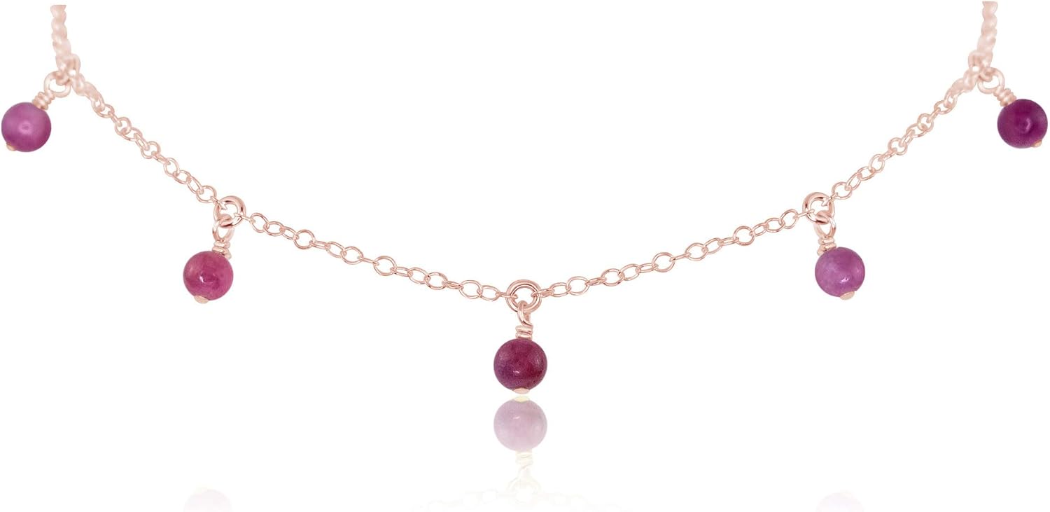 Luna Tide Ruby Bead Drop Choker in 14k Rose Gold Fill