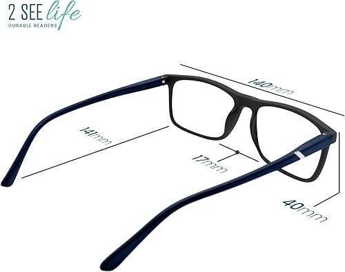 Miniatura 7 de Blue TR-90 - Lentes de lectura con luz azul para hombre, elegantes lectores con bisagras de resorte, marco duradero, lentes resistentes a los