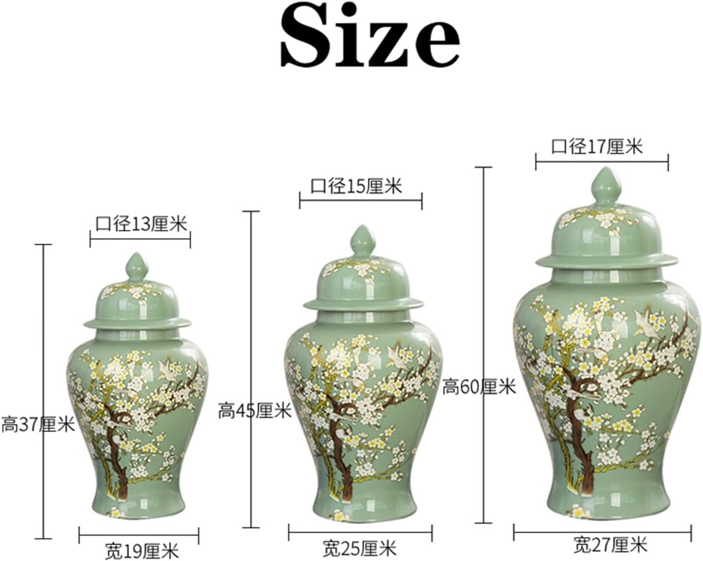 Wazon ceramiczny w stylu chińskim z pokrywką, kreatywny, modny, ręcznie malowany, duży, do przechowywania, do dekoracji salonu w domu (A)