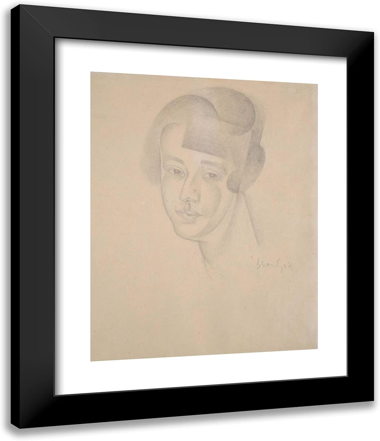 ArtDirect Gris, Juan 20x24 Gold Ornate Framed Art Print with Double Matting Titled: Portrait of Woman ll