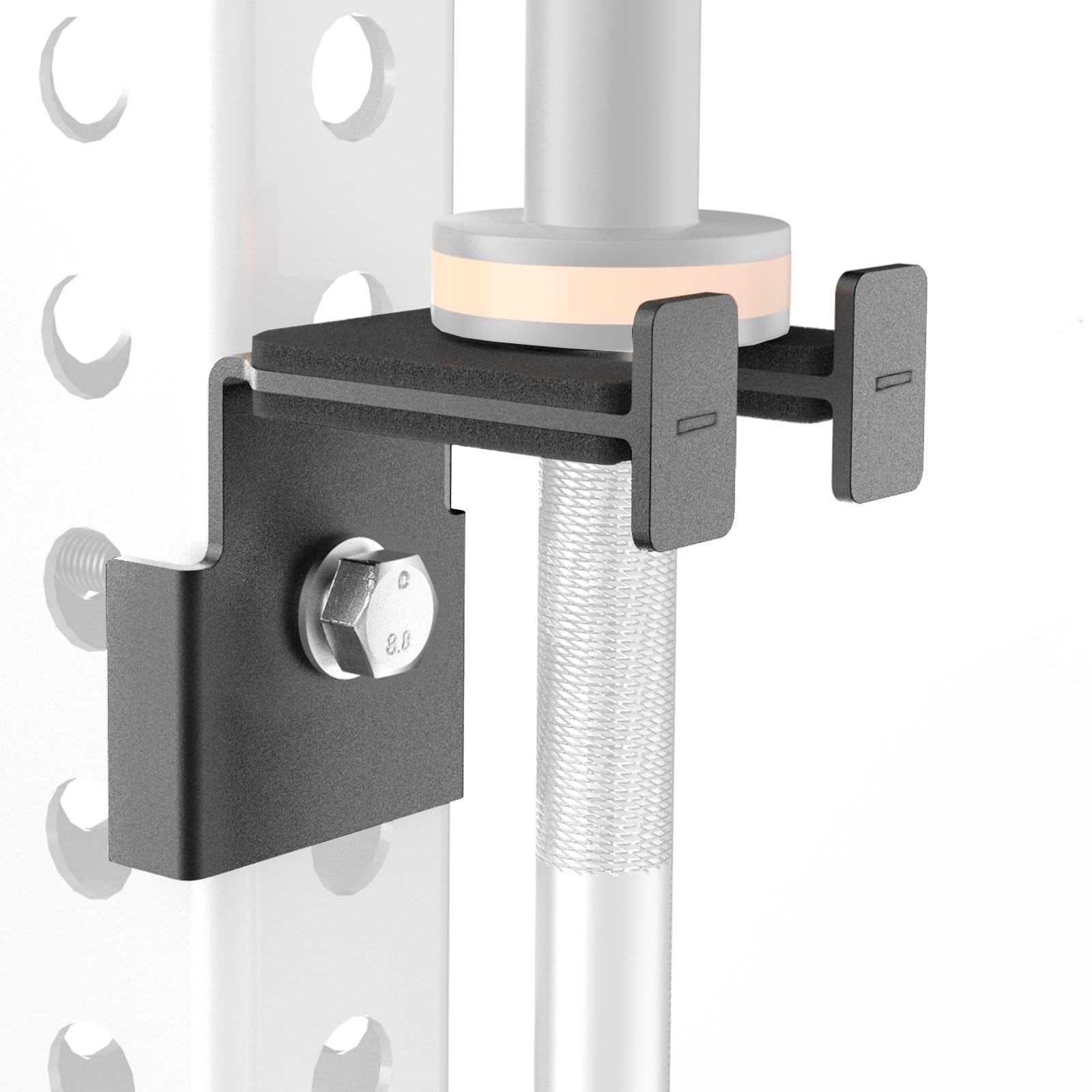 Rack-Mounted Olympic Barbell Holder for 3x3 & 2x3 Power Racks, No Drilling Required – Heavy-Duty Steel Storage with Protective Padding, Fits 5/8''-1'' Holes – Space-Saving Gym Equipment-image-22