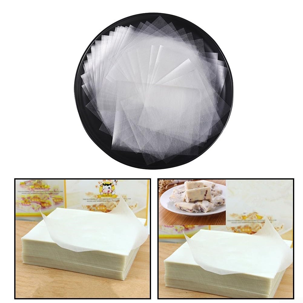 500 szt. jadalnego papieru ryżowego, papier waflowy, kleisty papier ryżowy, ręcznie robione jadalne arkusze papieru ryżowego, papier nugatowy, papier ryżowy, sajgonki pasują do cukierków, karmelu,