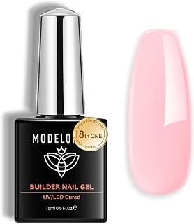 modelones Builder Nail Gel Gel Polish, Nail Kit for Nails, 8 in ONE Pink Hard Strengthener Extension Color Base Rhinestone Polygel Gel Polish 15 ML, Gifts Women