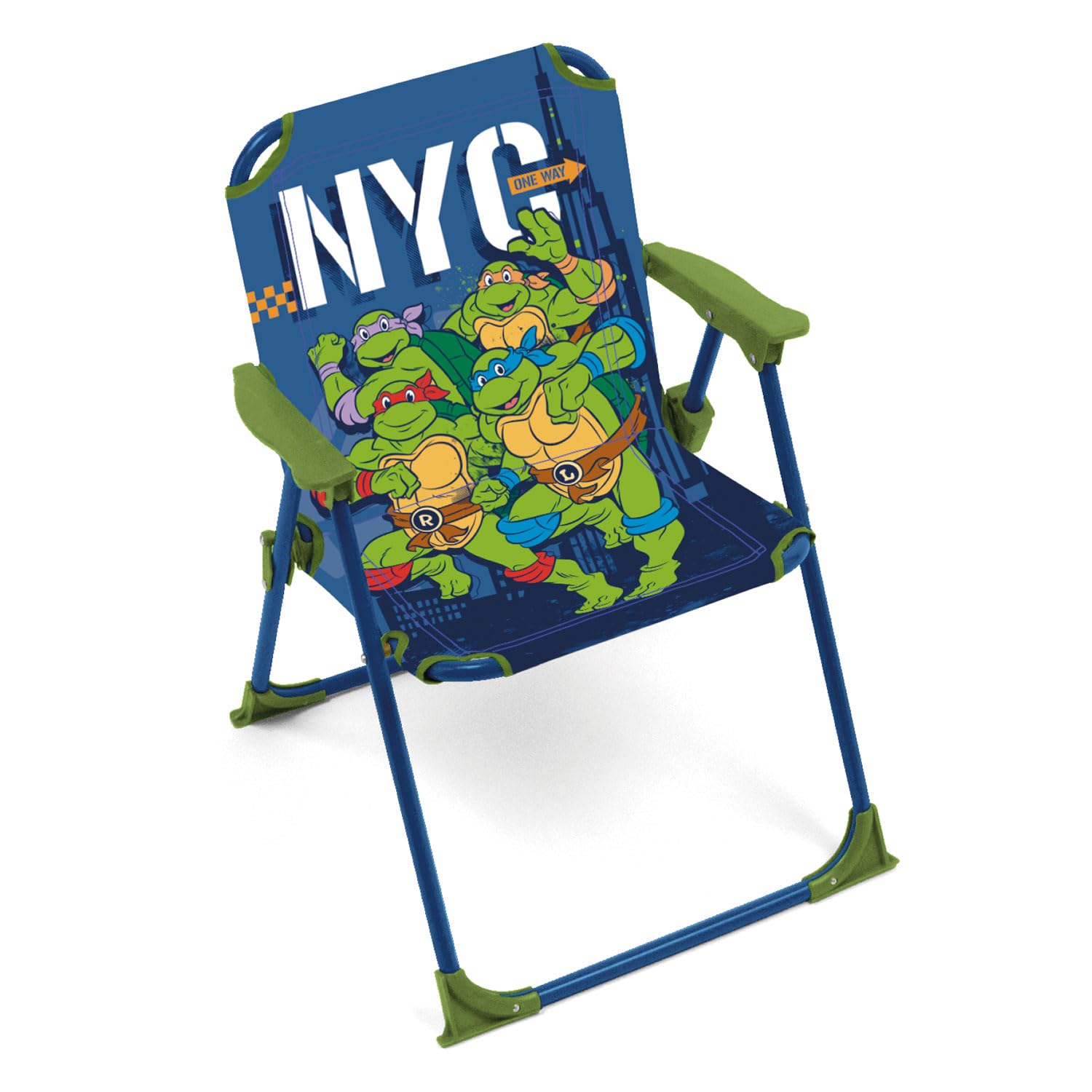 ARDITEX Silla Plegable con Brazos de Las Tortugas Ninja - 38x32x53cm - Adecuado para jardín, Camping, Playa o montaña - Ideal para niños y niñas.