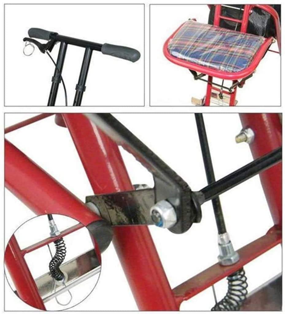 Andador vertical con asiento y respaldo acolchados, andador plegable de pie para movilidad, ayuda para caminar con asiento y cuatro ruedas, capacidad de 220 libras