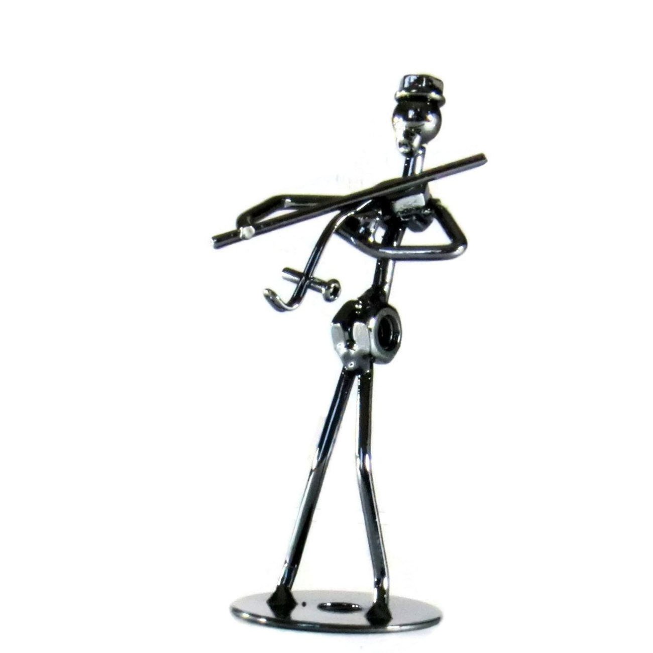 Fancinate Collectible Metal Figurine Playing Violin Professional 5" Hand Crafted Metal Sculpture Musician Figurine