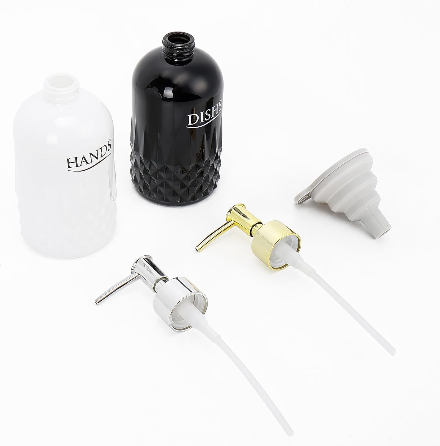 HarJue Glass Soap Dispenser Set, Refillable Dish Soap Pump Dispenser, Kitchen Bathroom Counter Shampoo Conditioner Dispenser (Pump Dispenser Only) - Image 9