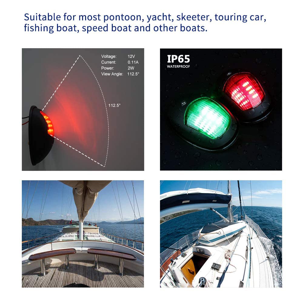 Navigatielicht, DC 12V IP65 Marine Waterdichte LED Rood Groen Navigatielicht, DC 12V IP65 Marine Waterdichte LED Rood Groen