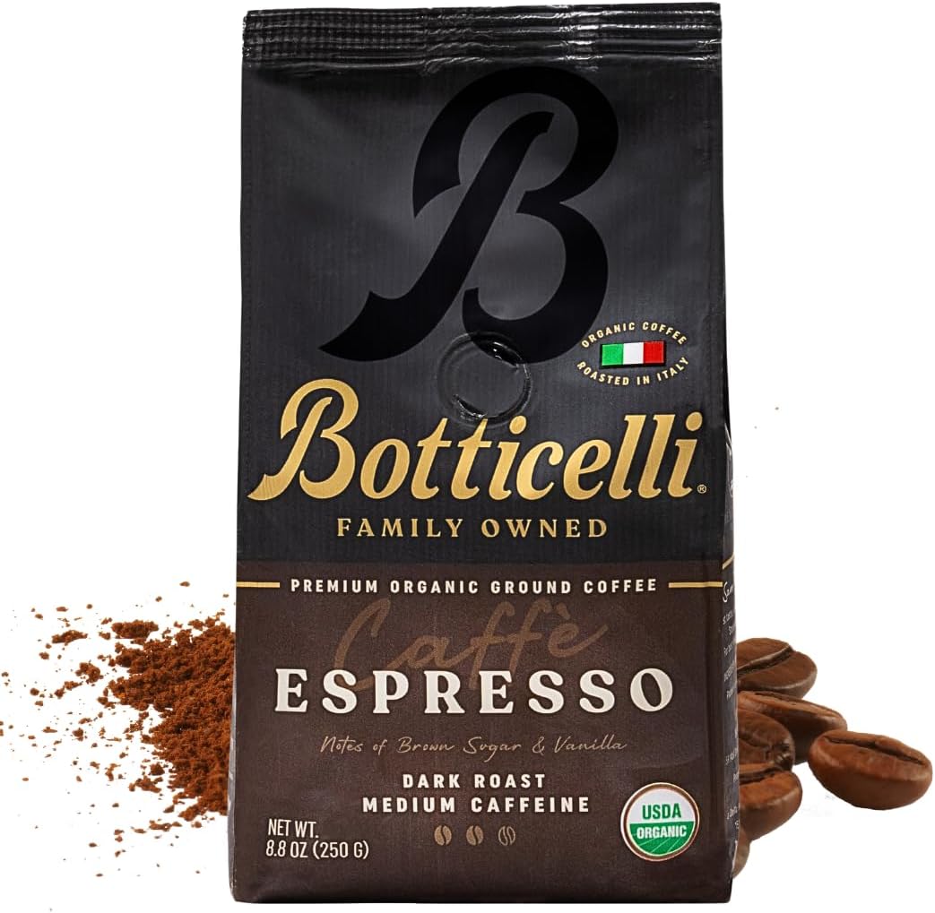 Espresso Blend Ground CoffeeUSDA Organic, Medium Caffeine, Dark Roast 8.8oz
