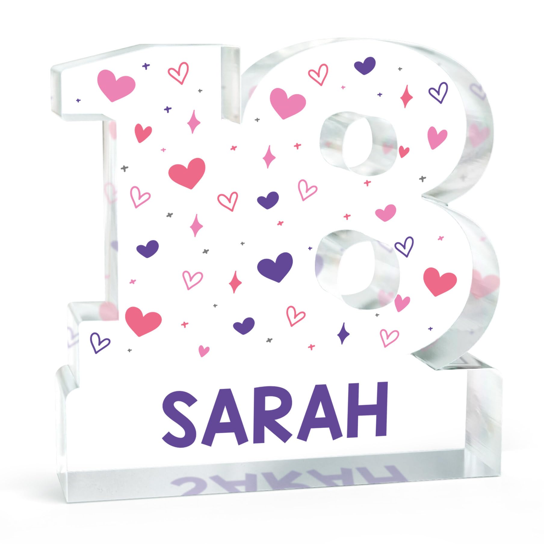 18th Birthday Keepsake Gift For Girls, Personalised Birthday Age Present For Her, 18th Birthday Gift Daughter, 18 Today Acrylic Block, With Grey Bag