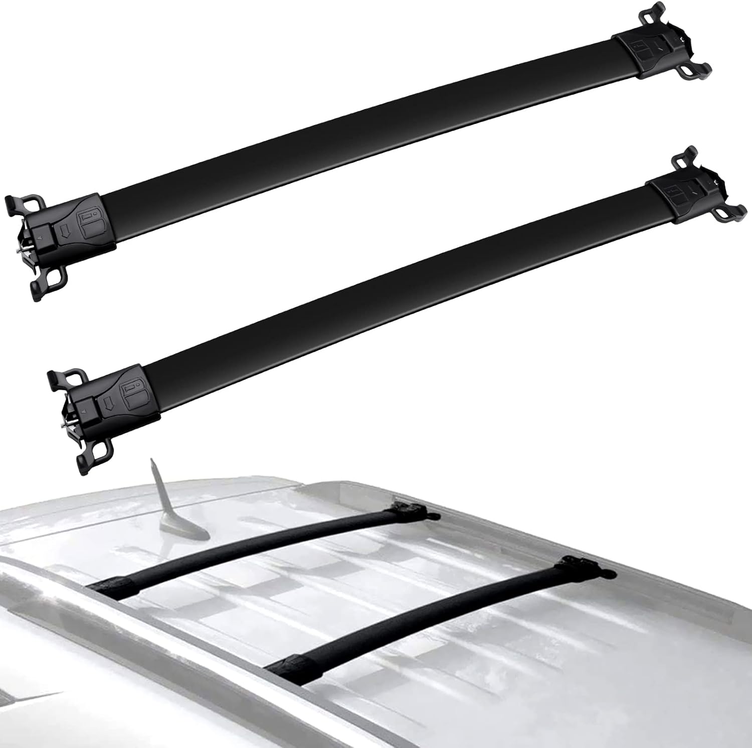 FINDAUTO Roof Rack Cross Bar for Chevrolet Equinox 2010-2017,for GMC Terrain 2010-2017(Only Fits with OEM Roof Rails) Aluminum Crossbar for Luggage Kayak Bike Cargo Carrier 150LBS/ Black FINDAUTO Roof Rack Cross Bar for Chevrolet Equinox 2010-2017,for GMC Terrain 2010-2017(Only Fits with OEM Roof Rails) Aluminum Crossbar for Luggage Kayak Bike Cargo Carrier 150LBS/ Black
