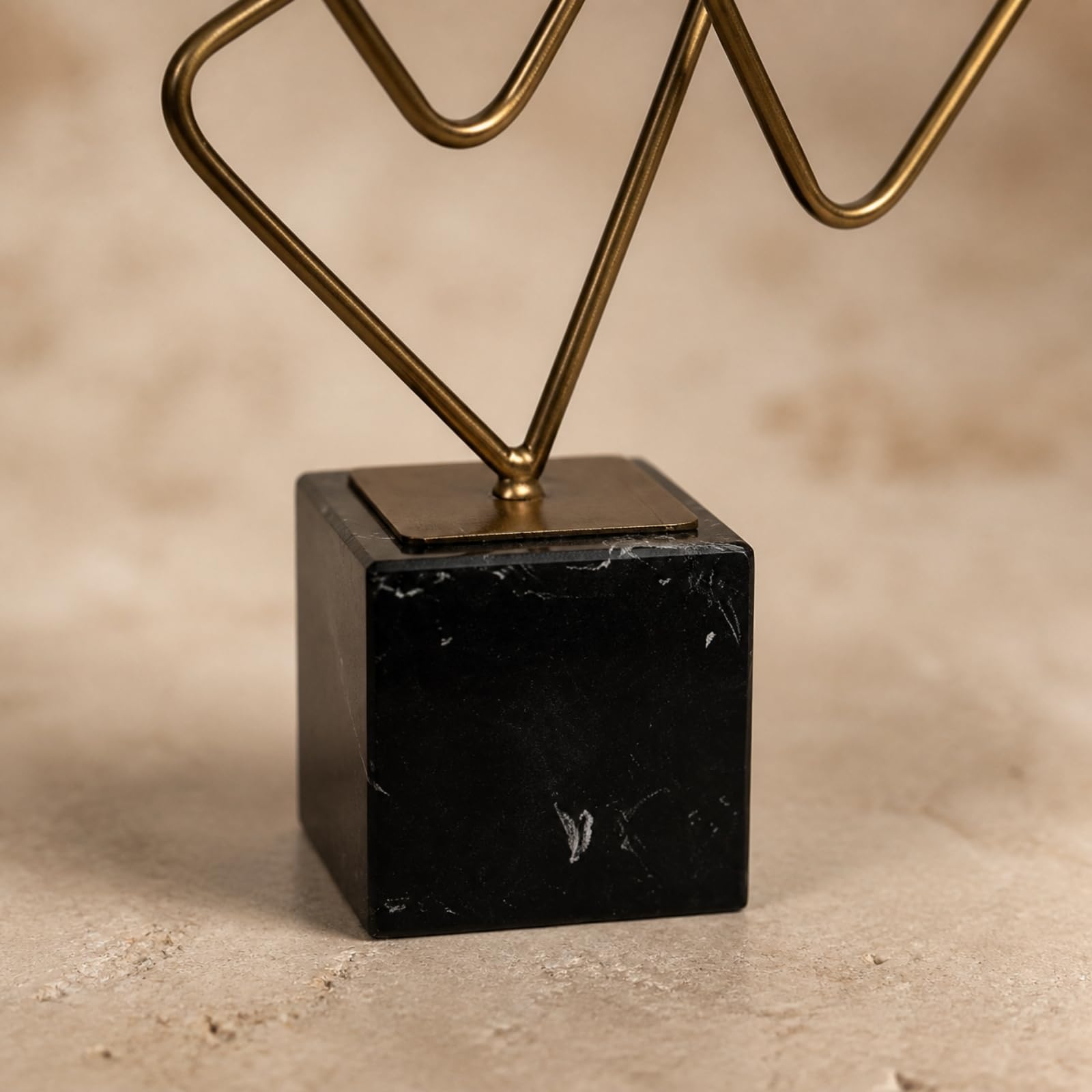 Escultura Geométrica Dorado Geométrico, Adorno Abstracto, para Salón, Consola, Recibidor