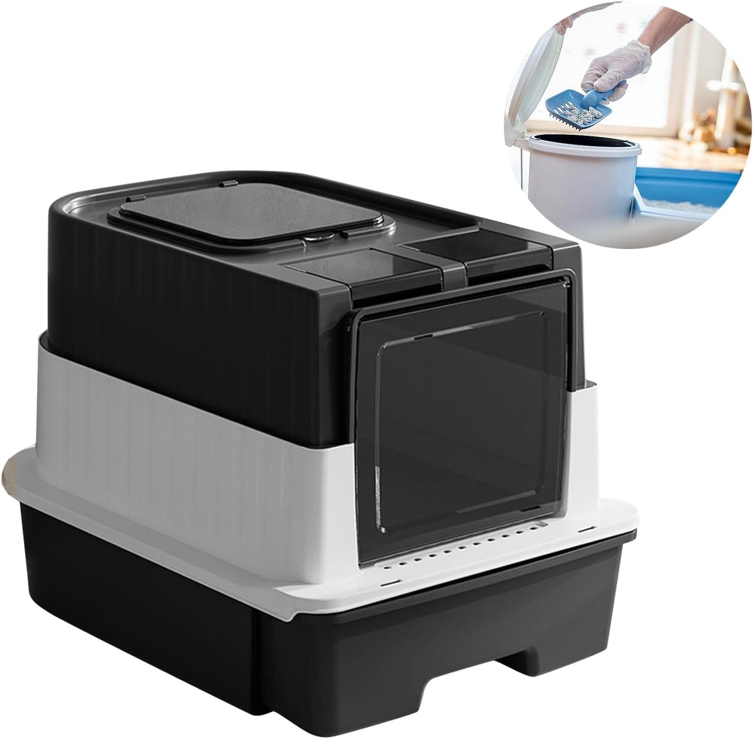 Fully Enclosed Puss Wastebasket Double Compartment Plan Odor Control Easy Neat Removable Tray Modern Fashion Everyone Ca