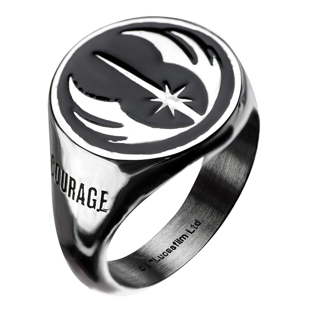 Star Wars Jewelry Men's Episode 8 Stainless Steel Jedi Signet Ring, Silver/Black, 9