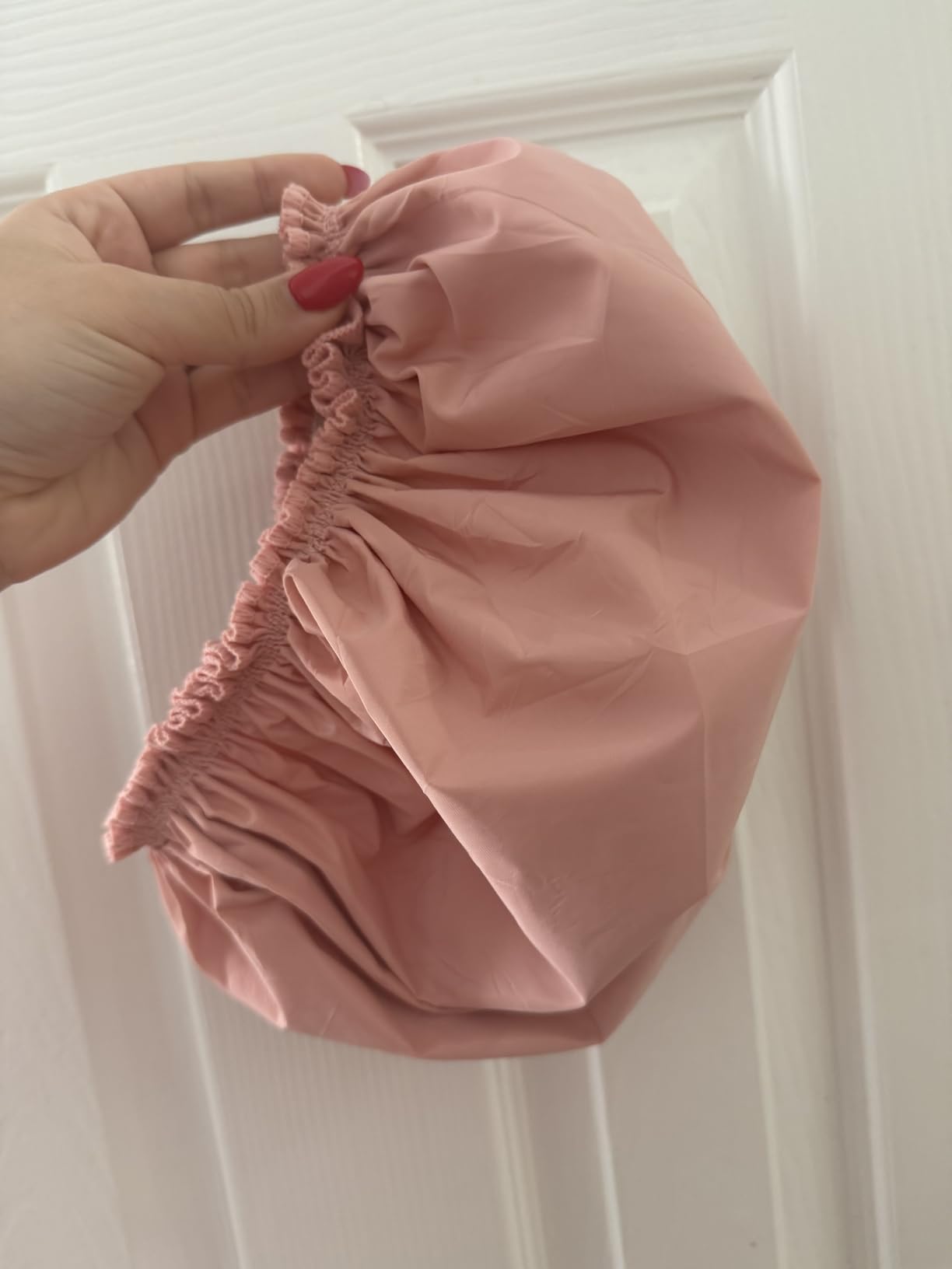 CHFONG Shower Cap for Women, Double Layer Waterproof Bath Cap, Reusable Hair Protector, Large Waterproof Shower Bonnet Washable Elastic Band Bath Hair Hat for Long Hair, Braids, - Pink