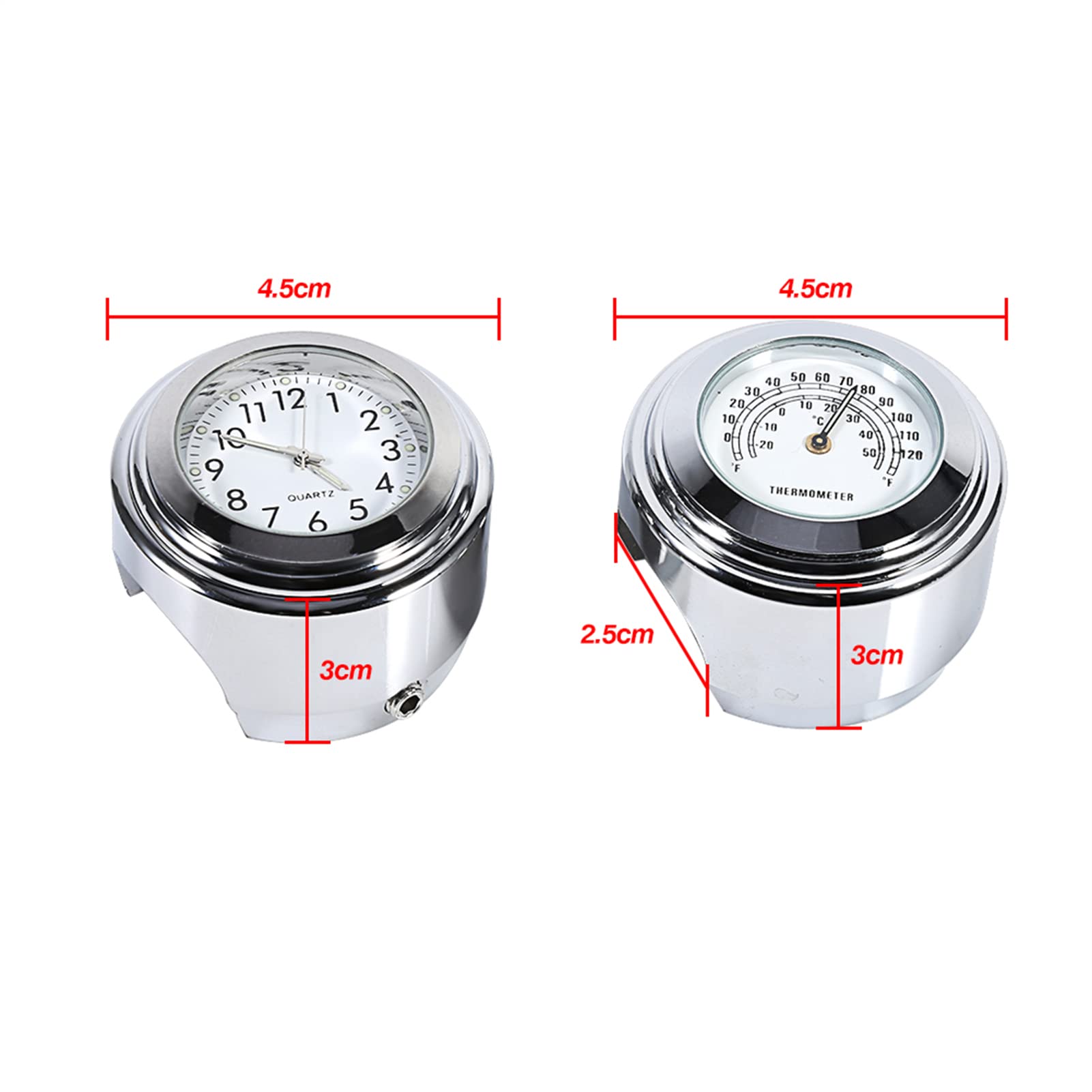 Image secondaire de Horloge de Guidon Fydun avec Thermomètre pour Moto et Vélo - Argent Étanche
