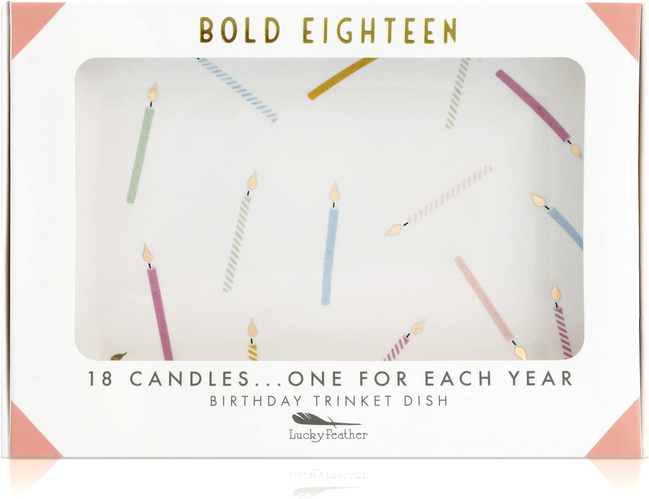 Happy 18th Birthday Gifts for Girls - 18th Birthday Ceramic Jewelry Dish Decorated with 18 Birthday Candles, One for Each Year - Ideal 18 year old Birthday Gifts for Daughter Niece Sister Best Friend