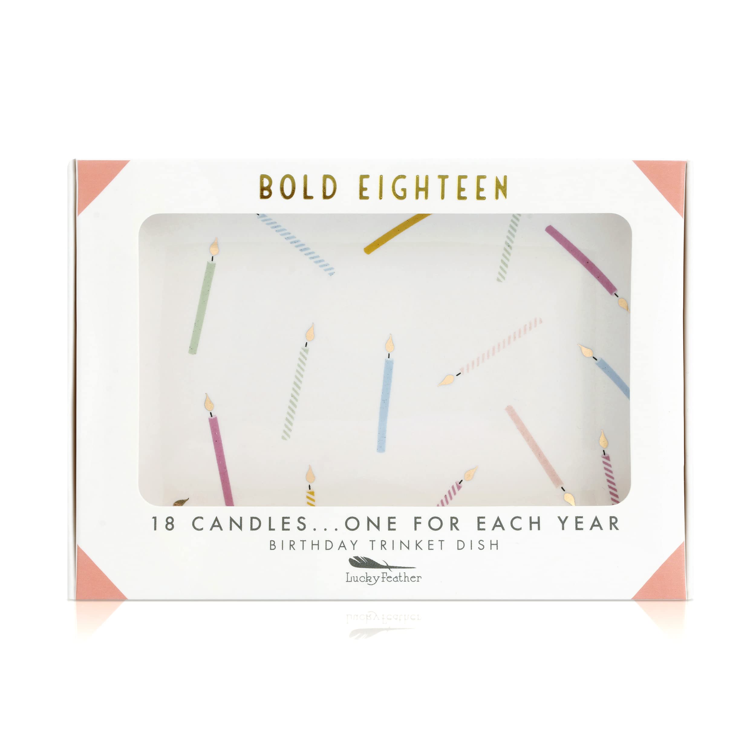 Happy 18th Birthday Gifts for Girls - 18th Birthday Ceramic Jewelry Dish Decorated with 18 Birthday Candles, One for Each Year - Ideal 18 year old Birthday Gifts for Daughter Niece Sister Best Friend