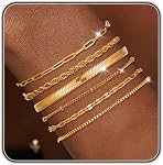 Bracelets en argent d'or pour les femmes Imperméable Bijoux Sets Trendy mince Dainty Stackable Cuban Link Paperclip Chaîne Bracelet Pack Accessoires de mode Cadeaux pour les Femmes