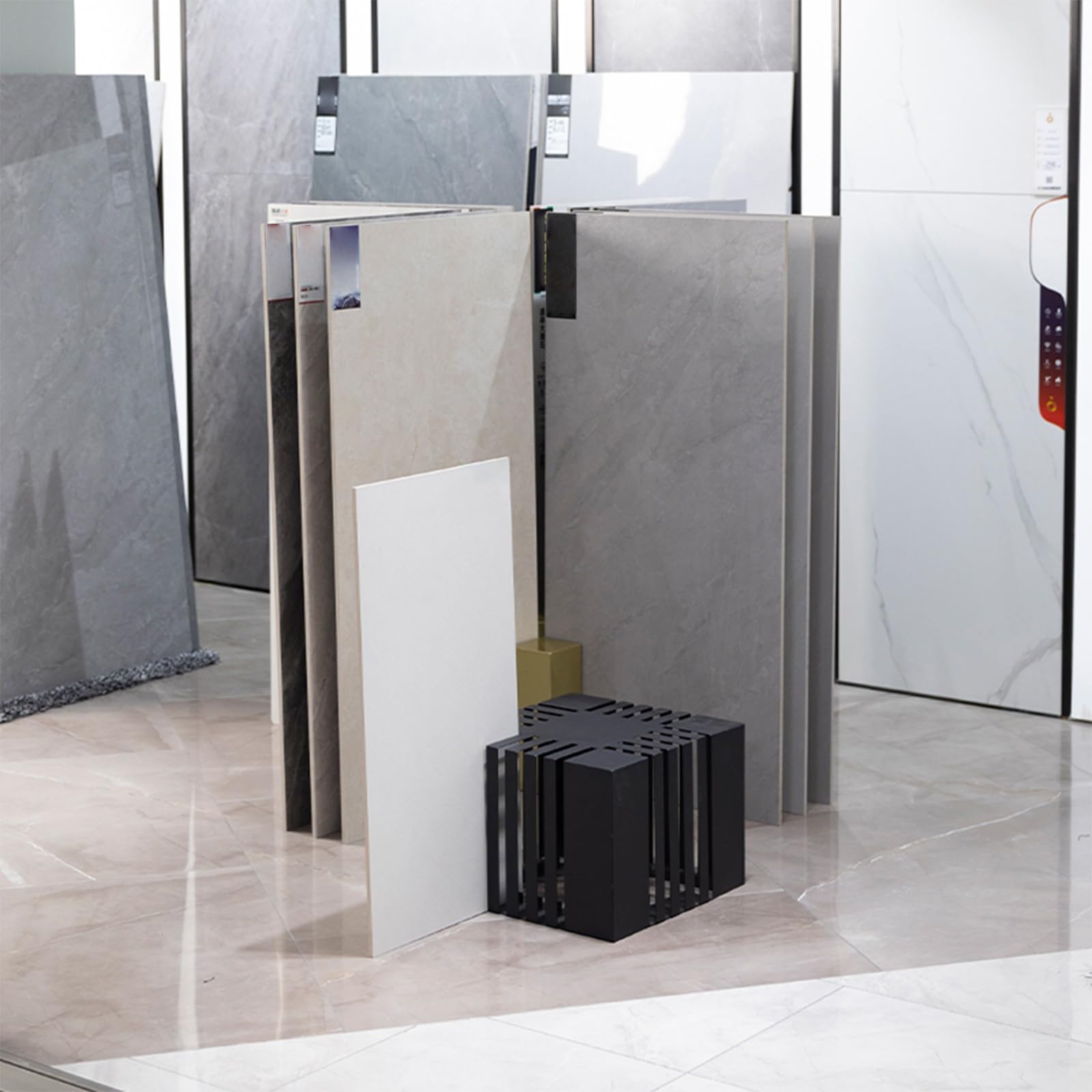 Espositore per Piastrelle in Ceramica,Espositore Piastrelle da Pavimento,Design Rettangolare, 20 Slot,Adatto Showroom, Negozi al Dettaglio