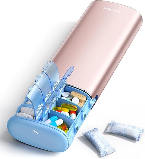 Vaydeer Metal 7 Day Pill Organizer 2 Times a Day