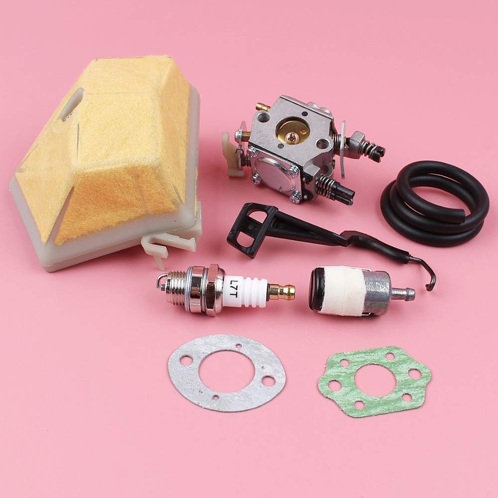 HAOHAO Carburador de Carb Compatible with Husqvarna 55 Filtro de Combustible 51 Estrangulador de Líneas Aéreas de Rod Junta Bujía Motosierra reemplazo del Recambio