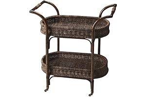 Gorgeous Medium Brown Rattan Wicker Bar Cart.