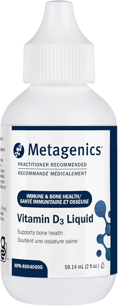 Metagenics Vitamin D3 Liquid - High Absorbency & Easy to Swallow Liquid Vitamin D3 for Bone Health & Immune Support* - Suitable for Kids - 2 fl oz - 2,275 Servings