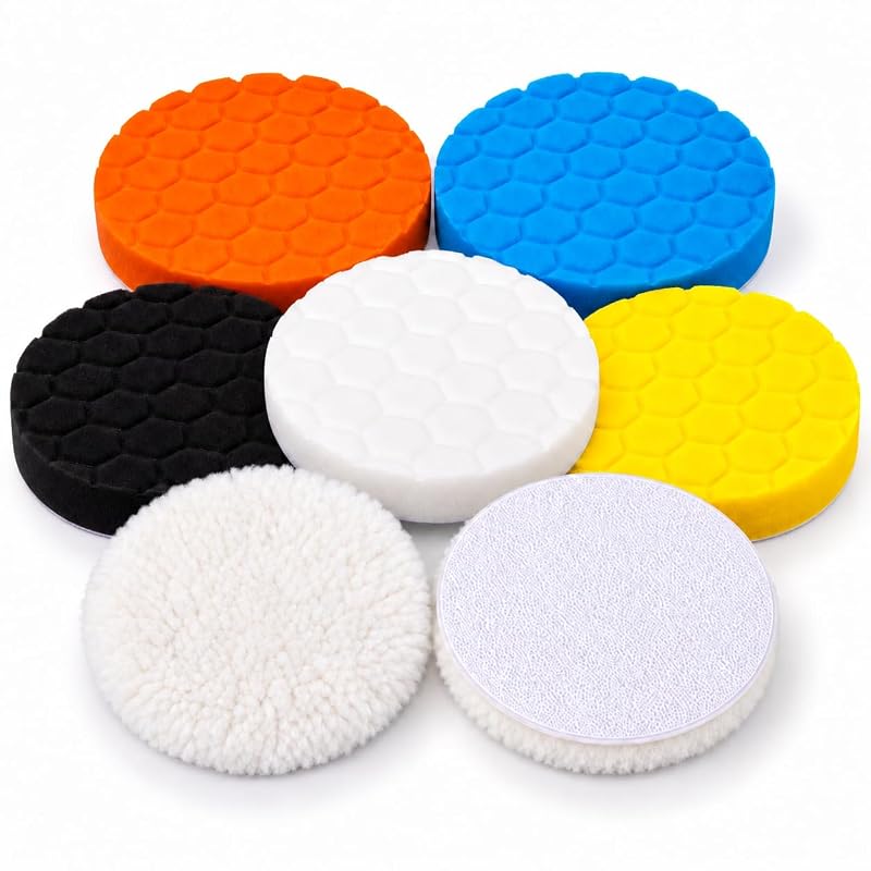Kit de Boinas para Polimento Automotivo AXXXEST com Espuma e Fibra, 7 Peças de 17,8 cm