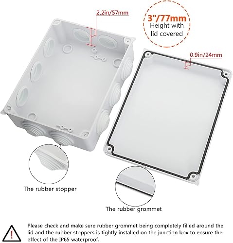 Miniatura 4 de LeMotech - Caja de derivación universal de plástico ABS resistente al polvo, resistente al agua, IP65, color blanco