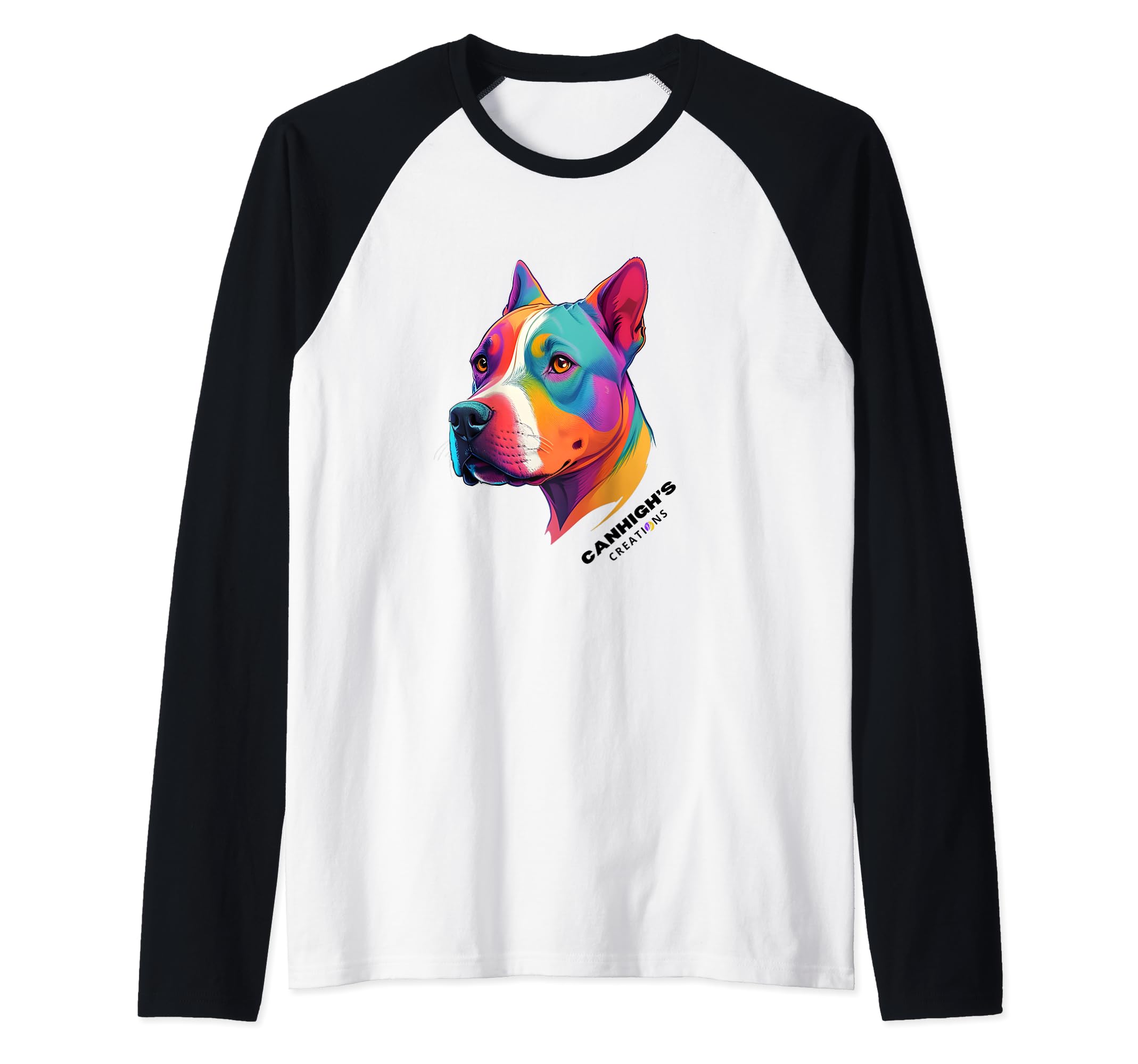 Colorful Dog Raglan Baseball Tee