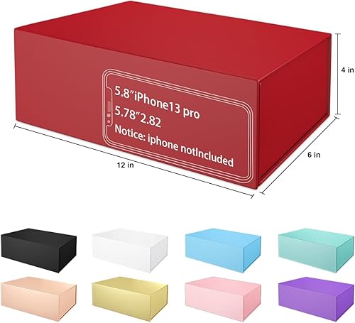 Miniatura 2 de Caja de regalo de 12 x 6 x 4 pulgadas con tapa de cierre magnético, cajas de regalo para regalos, caja de regalo de dama de honor, bonita caja de