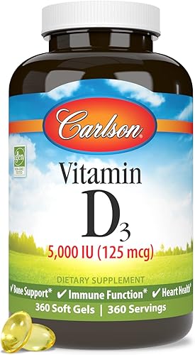 Miniatura 5 de Carlson Vitamina D3 5000 UI Salud ósea 360 geles blandos