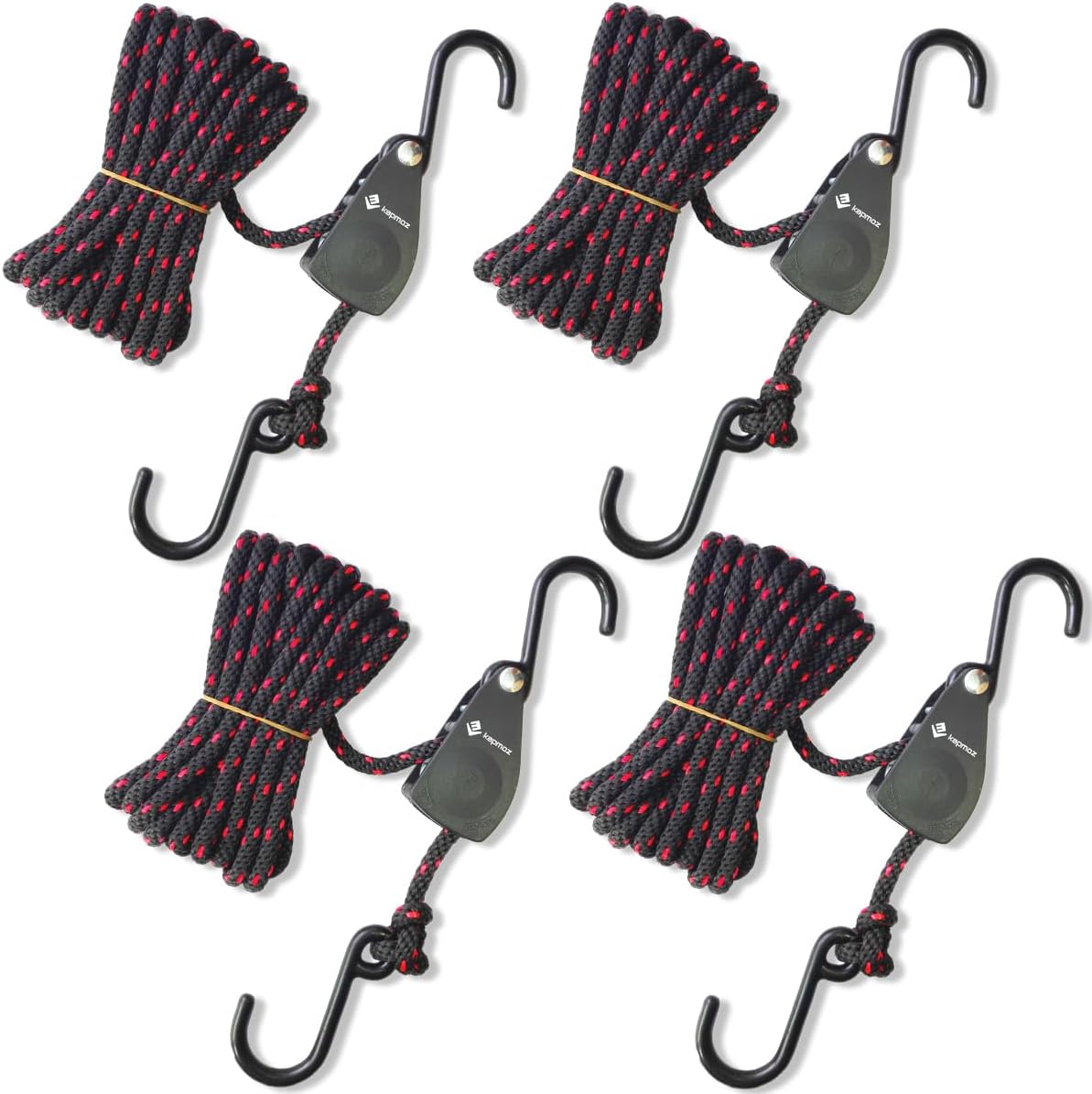 LE KAPMOZ Kayak Tie Down Straps Canoe Bow and Stern Heavy Duty Cargo Ratchet Pulley Rope Hanger
