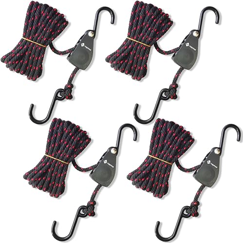 Miniatura 10 de LE KAPMOZ Correas de amarre para kayak, arco de canoa y popa, polea de trinquete de carga resistente, colgador de cuerda