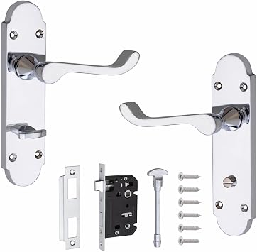Golden Grace Victorian Scroll Bathroom Handles, Polished Chrome