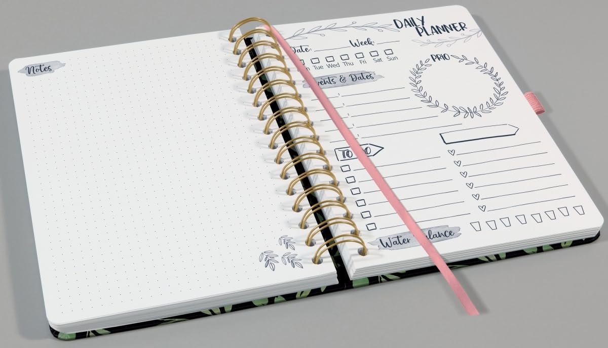 Agenda giornaliera Jolie (EN) non datata, ca. A5 Flower Love, 240 pagine, 120 g/mq, confezione da 2 pezzi