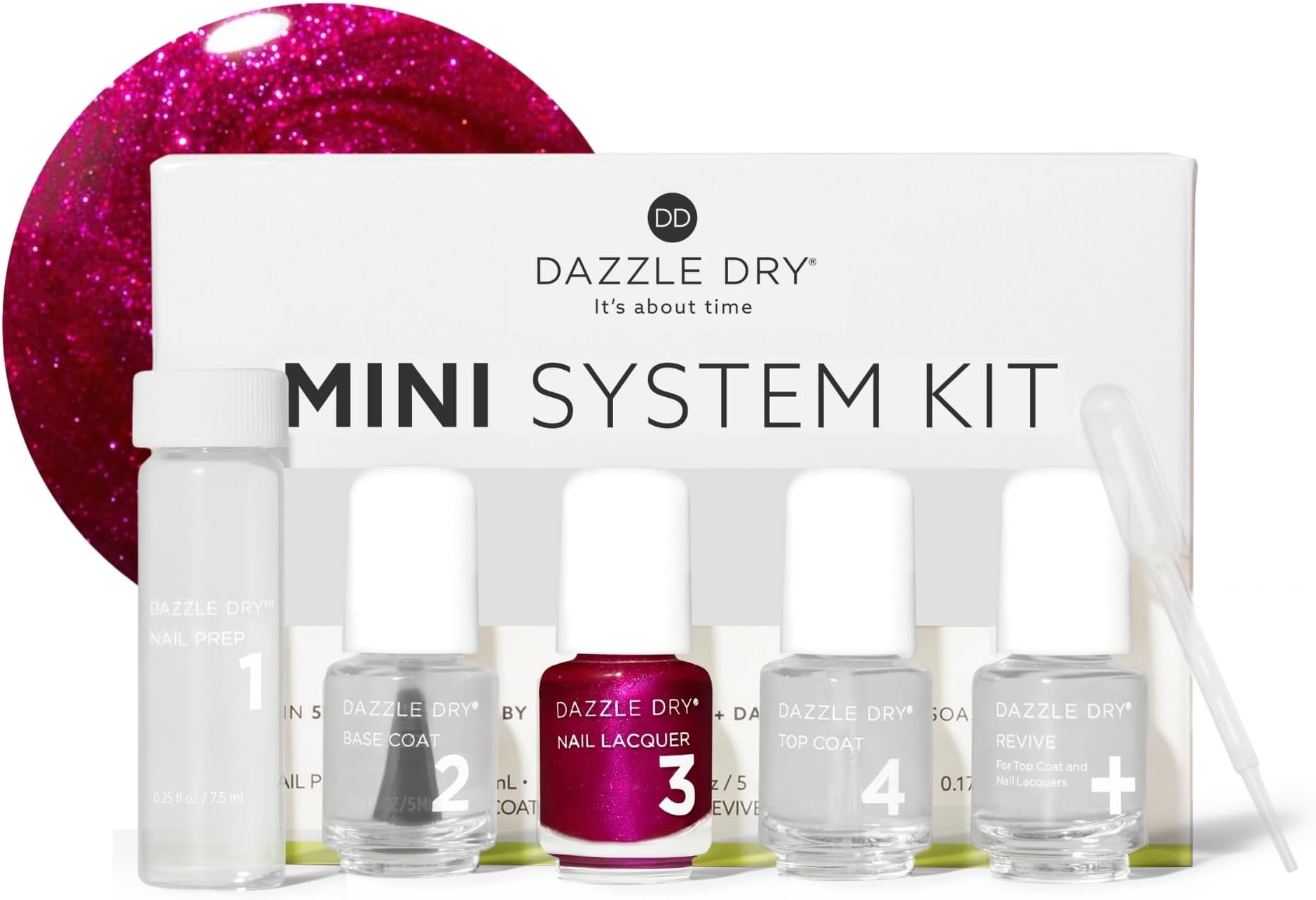 Mini Kit 4 Step System - Kaleidoscope - A full coverage metallic fuchsia. Full coverage metallic. (5 Piece Kit / 5 Manicures)