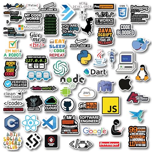 Image of D2C Software Engineer Stickers Pack | 63 Programming Language Stickers for Laptop | Java Python C++ Developer Decals | Tech Professional Gift India