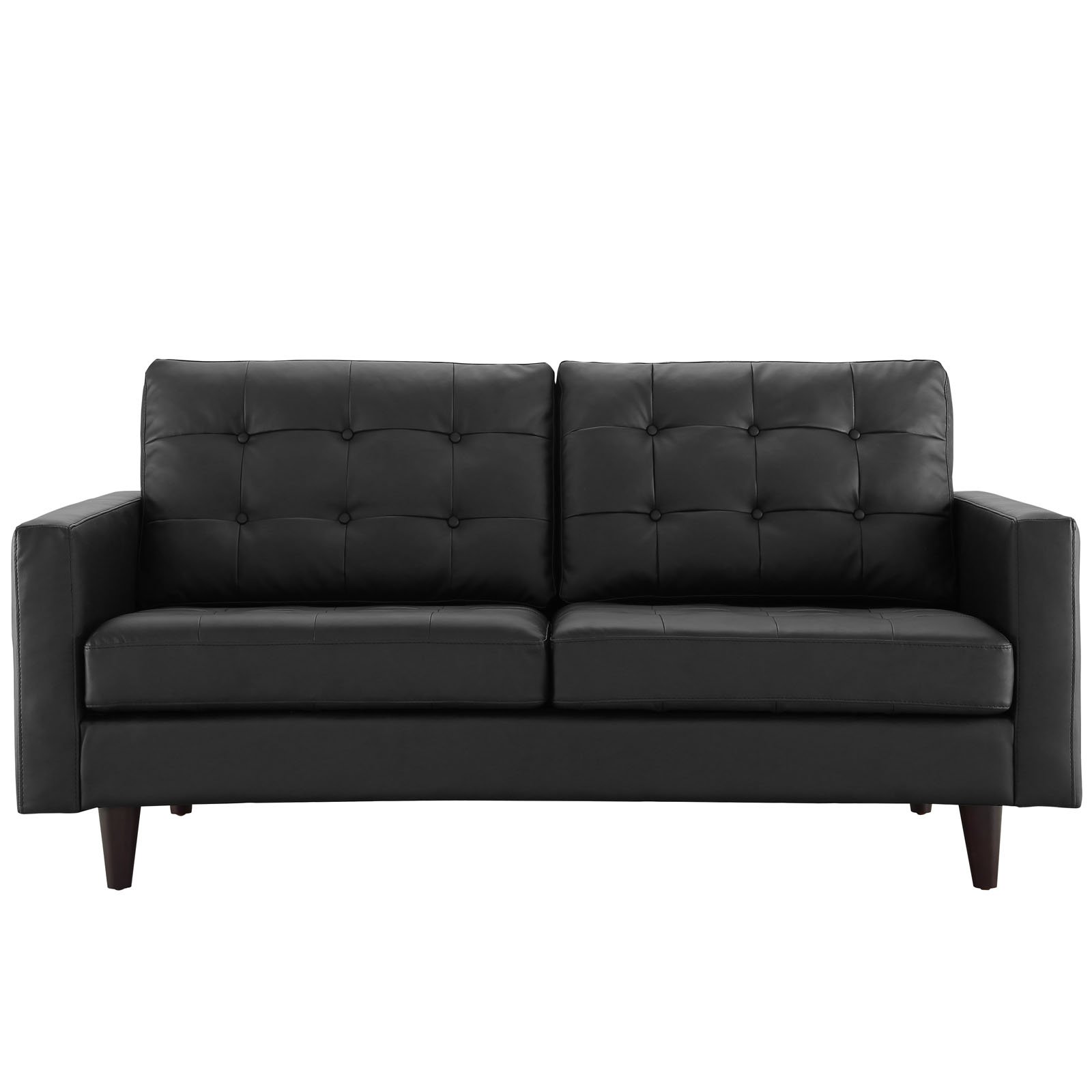Modway Empress Mid-Century Modern Upholstered Leather Loveseat- Espresso- BASE AND BACK CUSIONS ONLY