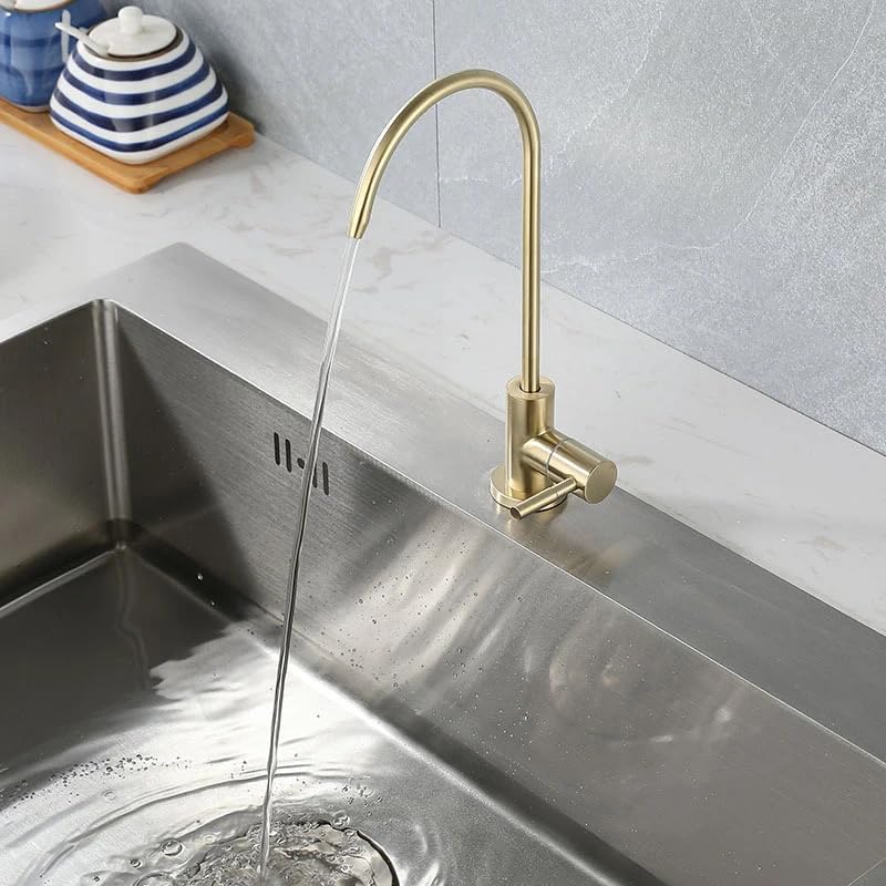 Image of B Backline RO Water purifiers Tap /Faucet 304 Stainless Steel Kitchen Sink Faucet Tap 360� Rotatable RO Drinking Filter Cold Water Tap (Brushed Gold)