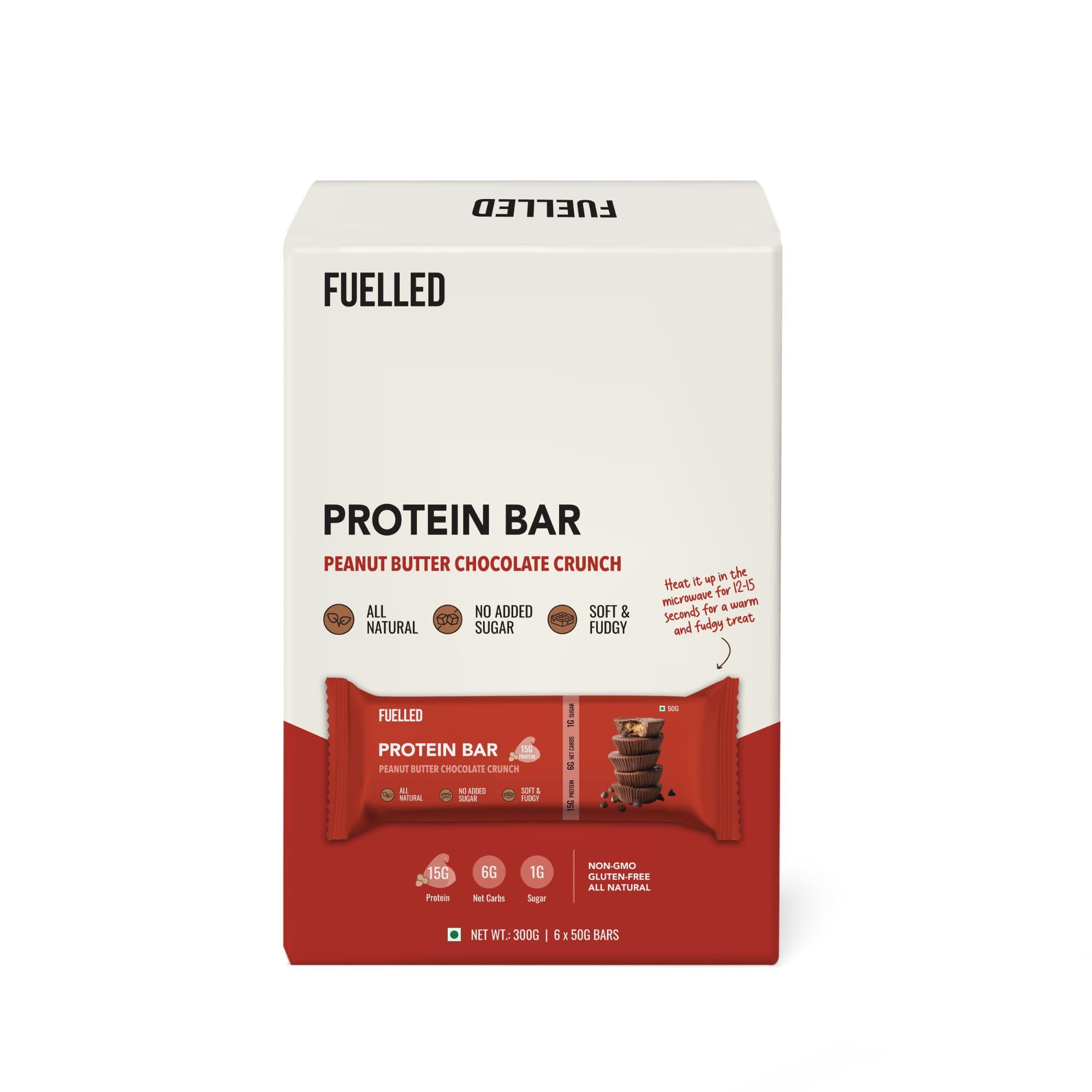 Fuelled Protein Bar 15 g (Pack of 6 x 50 g) Peanut Butter Chocolate Crunch/Healthy Snacks / 100% Whey Protein/High Protein, Low Carbs, Low Calorie & High Fibre (B0BSRYNXMF) Amazon Price History, Amazon Price Tracker