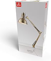 Vista 9 de Globe Electric 62000010 Lámpara de escritorio de 32" con múltiples articulaciones con abrazadera metálica, latón mate, acentos blancos, interruptor