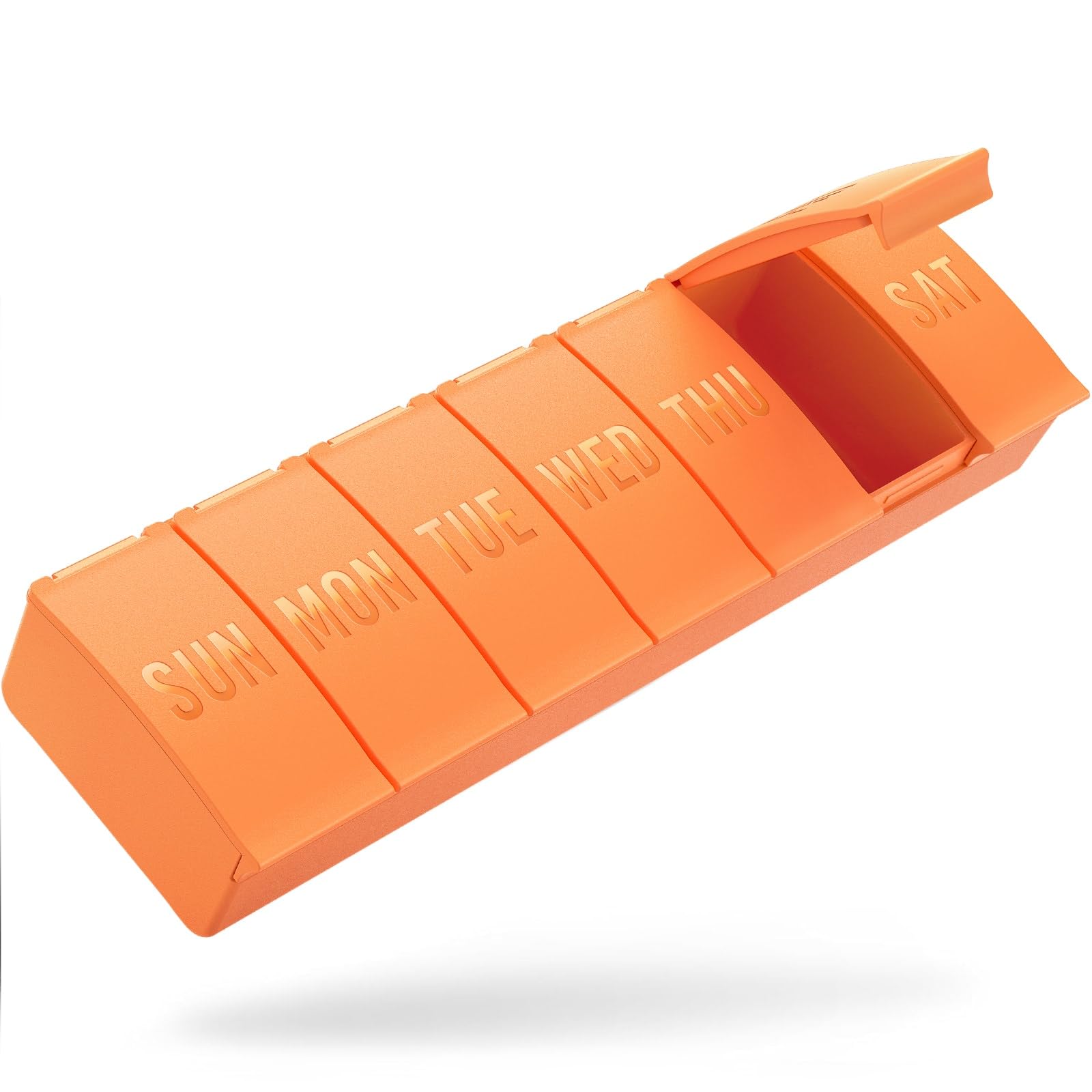 Barhon Large Weekly Pill Organizer, Big Vitamin Organizer Case for 7 Day, Travel Medicine Pill Box to Hold Various Supplements and Fish Oil, Orange