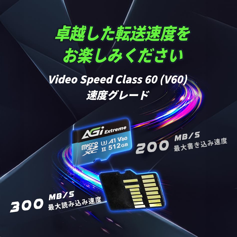 Amazon | AGI TF238 microSDXC 512GB UHS-II U3 V60 Extreme | 最大 