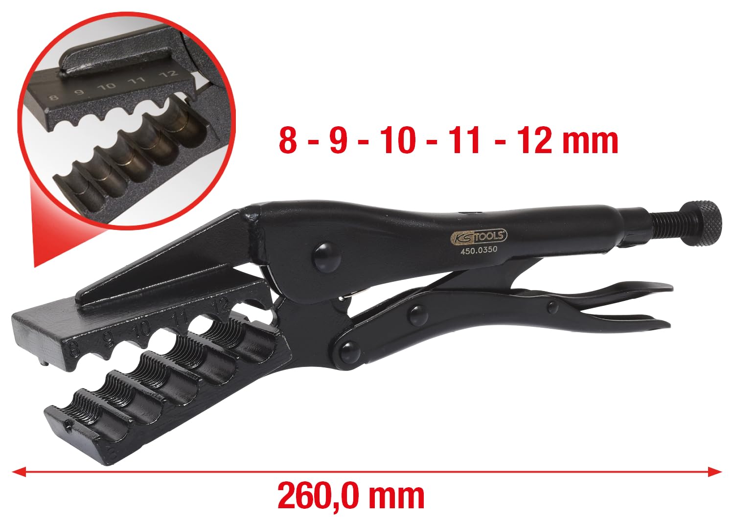 KS Tools 450.0350 Alicates de presión especiales, Ø8 -12 mm